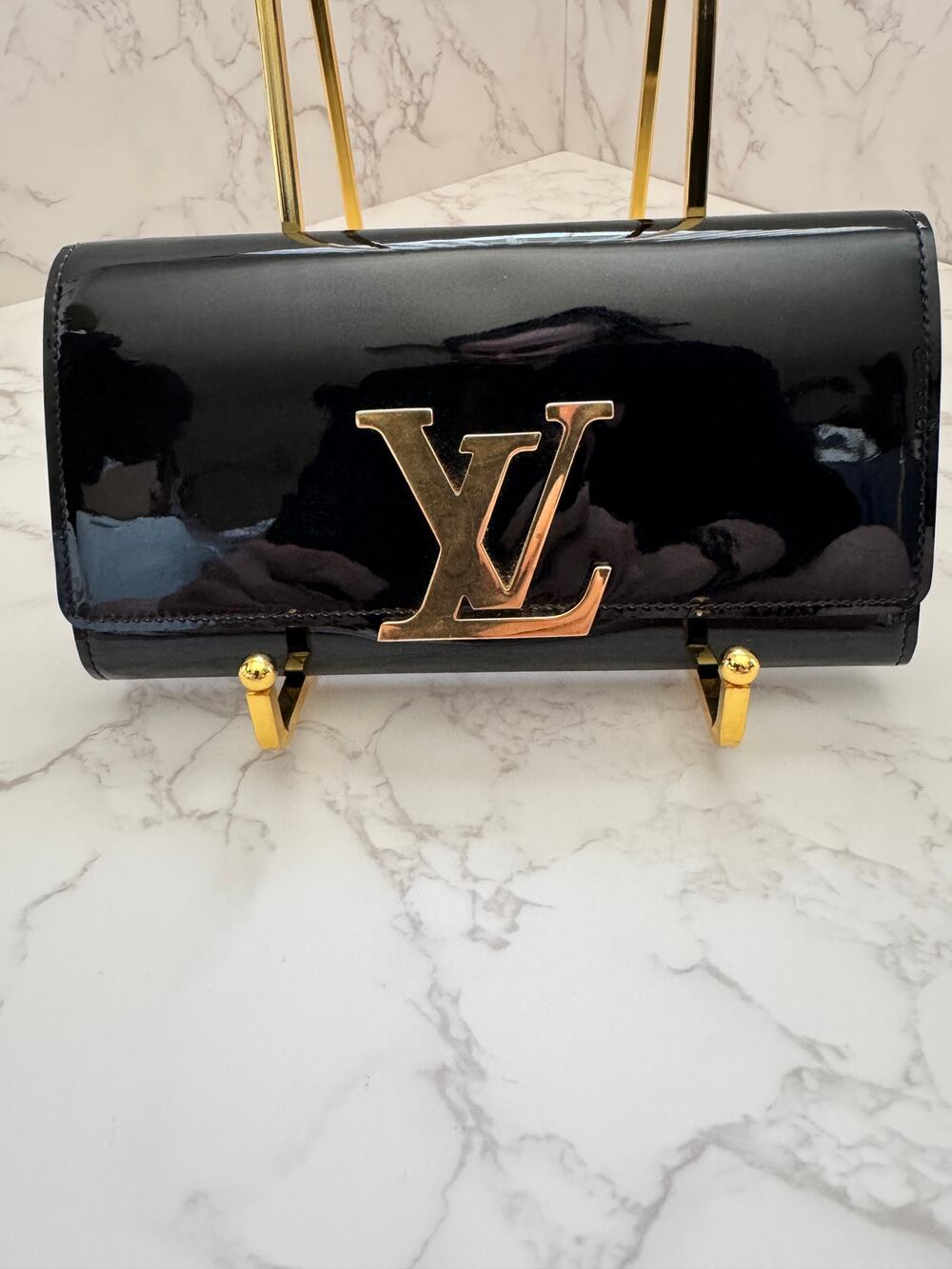 Louise Vuitton Louise Clutch in Black Vernis Patent Leather